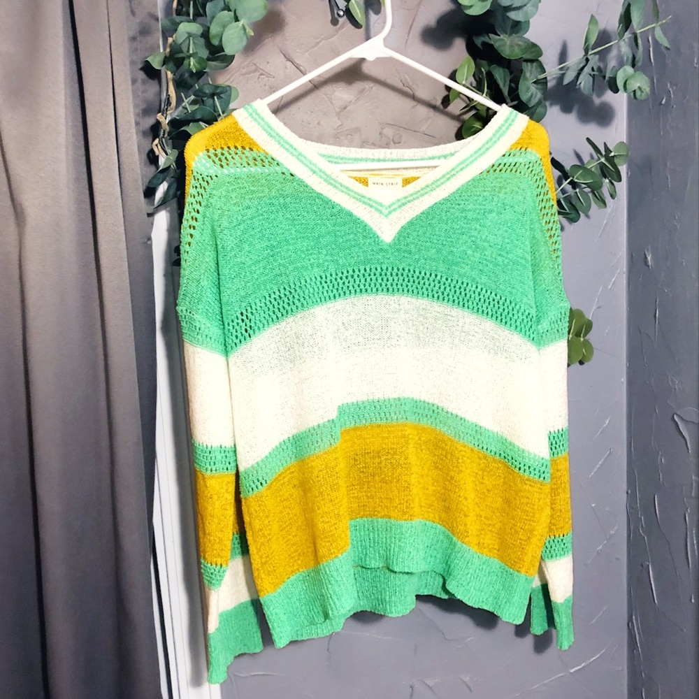 Main Strip Colorblock Sweater Sz Small